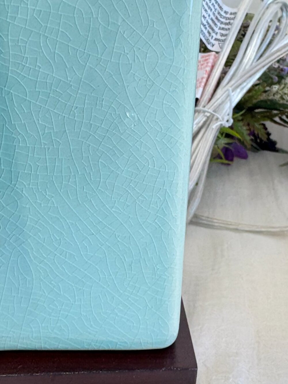 RALPH LAUREN HOME Turquoise Blue Crackle Glaze Ceramic Table Lamps 17x9x7 PAIR - Picture 6 of 14